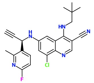 (image for) MC085270 3-Quinolinecarbonitrile, 8-chloro-4-[(2,2-dimethylpropyl)amino]-6-[[(1R)-1-(6-fluoro-2-methyl-3-pyridinyl)-2-propyn-1-yl]amino]-